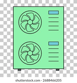 Icono de la fuente de aire de la bomba de calor, máquina de enfriamiento del sistema eléctrico, Ilustración vectorial de Web frío.