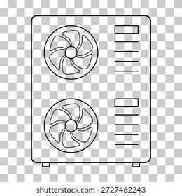 Wärmepumpe Luftquelle Symbol, Kühlung elektrische System Maschine, coole Web-Vektorgrafik .