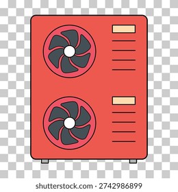 Heat pump air source icon, cooling electric system machine, cool web vector illustration .
