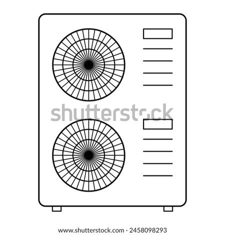 Heat pump air source icon, cooling electric system machine, cool web vector illustration .