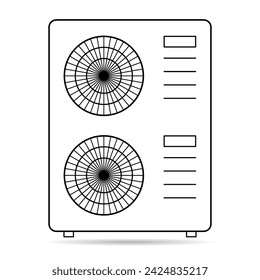 Icono de sombra de la fuente de aire de la bomba de calor, máquina del sistema eléctrico de enfriamiento, ilustración vectorial de la tela fría .