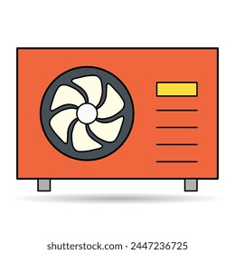 Heat pump air source shadow icon, cooling electric system machine, cool web vector illustration .