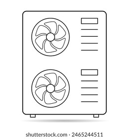 Icono de sombra de fuente de aire de bomba de calor, máquina de sistema eléctrico de refrigeración, Ilustración vectorial de Web frío .