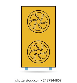 Heat pump air source shadow icon, cooling electric system machine, cool web vector illustration .