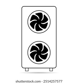 Ícone de sombra da fonte de ar da bomba de calor, máquina do sistema elétrico de resfriamento, ilustração do vetor web cool .