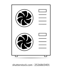 Heat pump air source shadow icon, cooling electric system machine, cool web vector illustration .