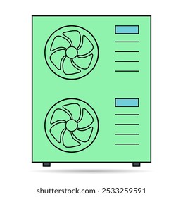 Heat pump air source shadow icon, cooling electric system machine, cool web vector illustration .