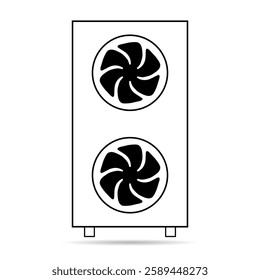 Heat pump air source shadow icon, cooling electric system machine, cool web vector illustration .