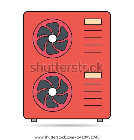 Heat pump air source shadow icon, cooling electric system machine, cool web vector illustration .