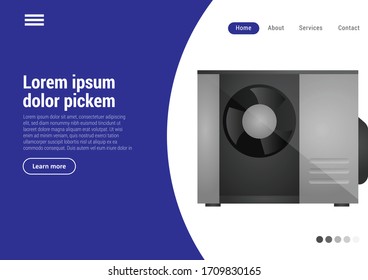 Heat pump banner concept. Conceptual vector illustration in flat style design.Isolated on background.
