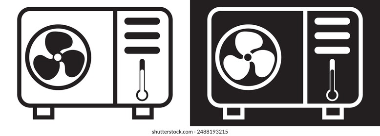 Heat pump icon. Ac outdoor unit icon in line style icon, Vector illustration. isolated on white and black background. Heating and cooling appliance. EPS 10