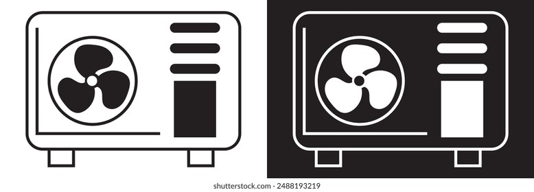Heat pump icon. Ac outdoor unit icon in line style icon, Vector illustration. isolated on white and black background. Heating and cooling appliance. EPS 10