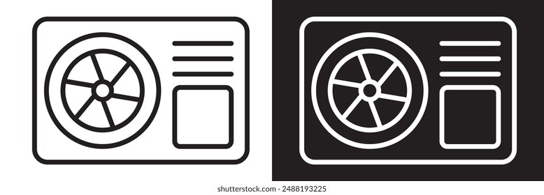 Heat pump icon. Ac outdoor unit icon in line style icon, Vector illustration. isolated on white and black background. Heating and cooling appliance. EPS 10