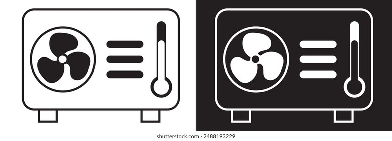 Heat pump icon. Ac outdoor unit icon in line style icon, Vector illustration. isolated on white and black background. Heating and cooling appliance. EPS 10