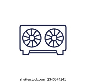 heat pump icon on white, line vector