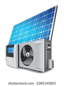 Heat pump, inverter and solar panel as a green energy system concept