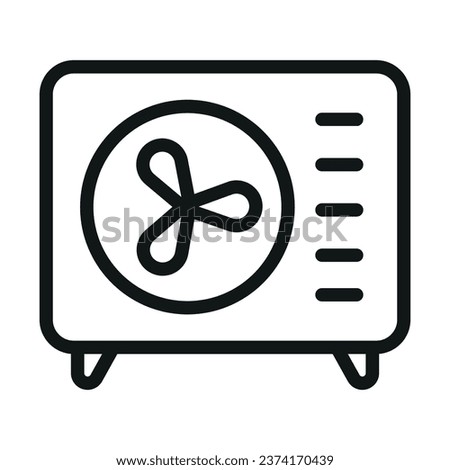 Heat pump linear icon. Heating and cooling appliance.