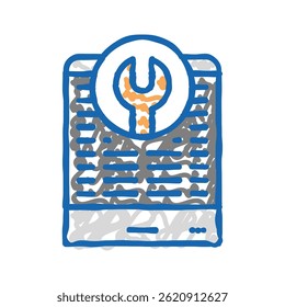 bomba de calor reparação ícone doodle esboço vetor. bomba de calor sinal de reparação. ilustração símbolo isolado