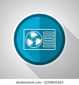 Heat pump symbol, flat design vector blue icon with long shadow