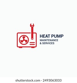 Heat pump and wrench logo combination. Heat pump service, repair icon vector illustration