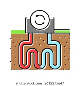 heat recovery geothermal energy color icon vector. heat recovery geothermal energy sign. isolated symbol illustration
