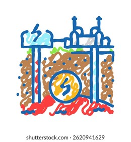heat recovery system geothermal doodle icon sketch vector. heat recovery system geothermal sign. isolated symbol illustration