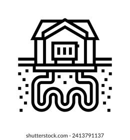 heat recovery system geothermal line icon vector. heat recovery system geothermal sign. isolated contour symbol black illustration