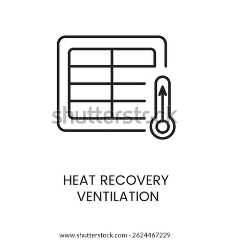 Heat recovery ventilation icon with editable stroke for sustainable indoor climate and energy-saving airflow