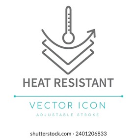 Icono de línea de vectores textiles de tela resistente al calor