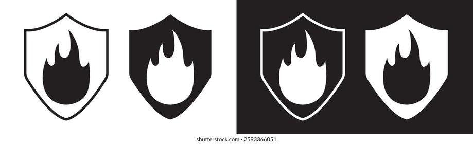 Heat resistant or fire proof shield vector label