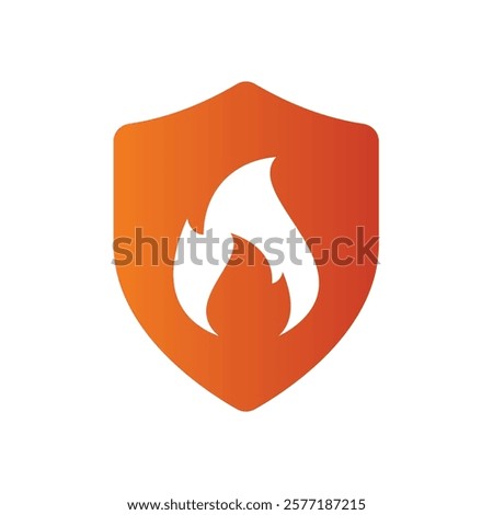 Heat resistant or fire proof shield vector label. Fireproof, hot temperatures suitable material icon.