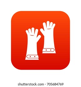 Heat resistant gloves for welding icon digital red for any design isolated on white vector illustration