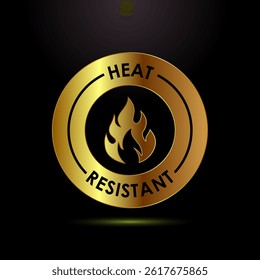 Heat resistant icon design illustration, Heat resistant label sign symbol in gold color style