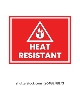 Heat Resistant Icon with Flame and Thermometer Symbol in Red