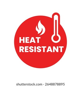 Icono resistente al calor con la llama y el símbolo del termómetro en rojo
