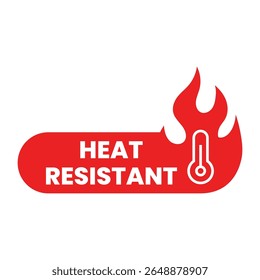 Icono resistente al calor con la llama y el símbolo del termómetro en rojo