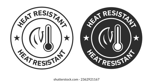 heat resistant Icons set in black filled and outlined.