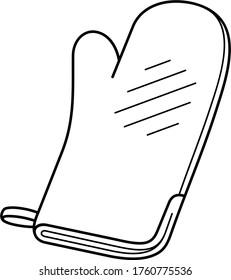 Heat resistant kitchen glove. Vector outline icon.
