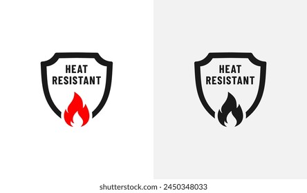 Heat resistant sign or Heat resistant badge vector isolated. Vector shield. Best Heat resistant badge for product packaging design, print design and more about Heat resistant product.