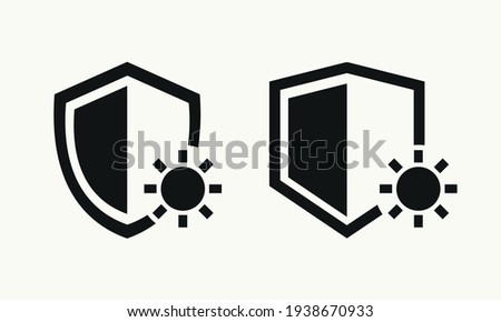 Heat resistant sign. Shield with hot sun icon. Refractory design concept. Illustration vector
