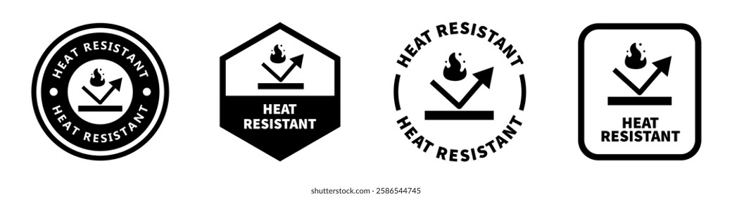 Heat Resistant - vector signs for packaging label.
