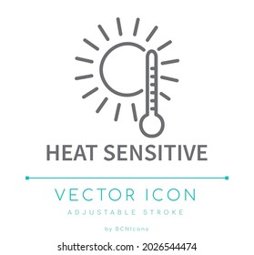 Icono de línea sensible al calor. Evitar el símbolo del vector de calor y sol.