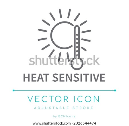 Heat Sensitive Line Icon. Keep Away from Heat and Sun Vector Symbol.