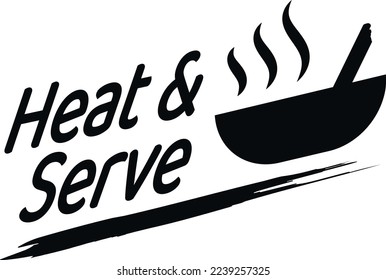 HEAT AND SERVE VECTOR ICON FOR FOOD PACKAGING