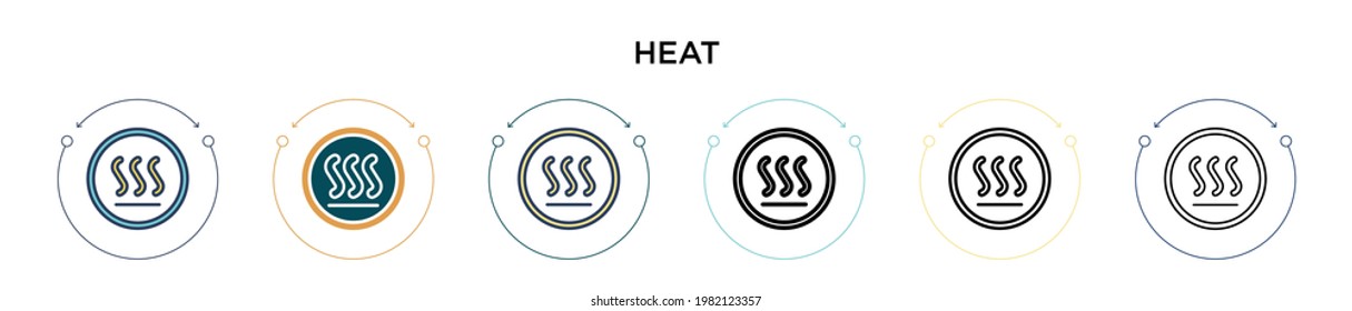 Heat sign icon in filled, thin line, outline and stroke style. Vector illustration of two colored and black heat sign vector icons designs can be used for mobile, ui, web