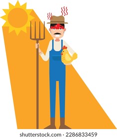 Heat stroke farmer vector illustration