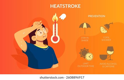 Heat Stroke - Hot Summer - Stock Illustration  as EPS 10 File