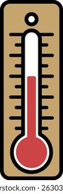 Heat stroke image, simple thermometer icon.