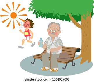 Heat stroke, old man of measures against heat