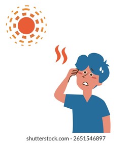 Heat stroke outdoor young man illustration material